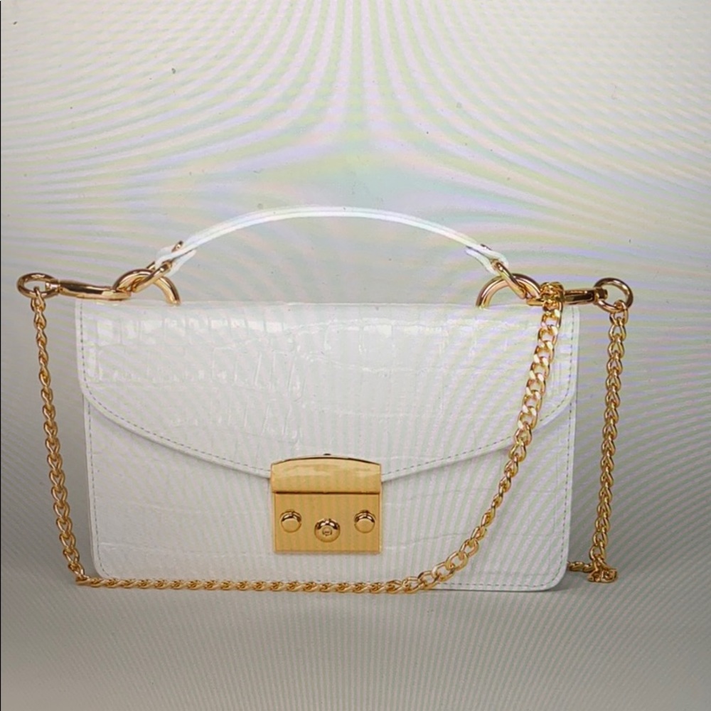 Paolo Bentini White  Croco Handbag Made In Italy